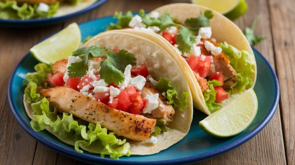 Lemon Garlic Roasted Chicken Tacos