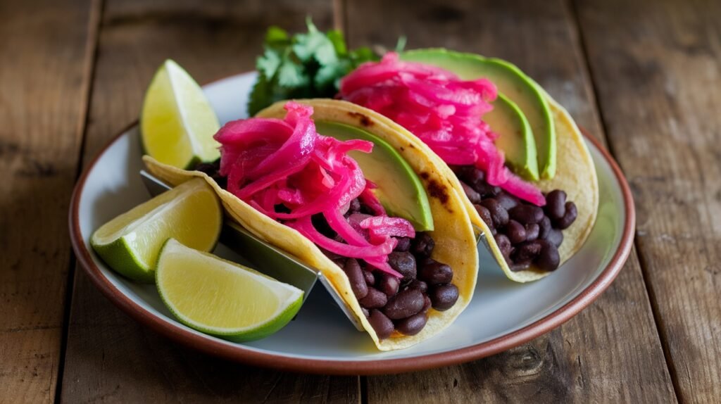 Pickled Onion and Black Bean Tacos