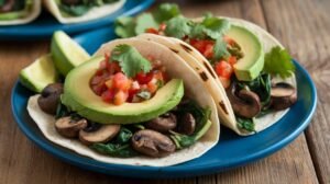 Roasted Mushroom Spinach Tacos