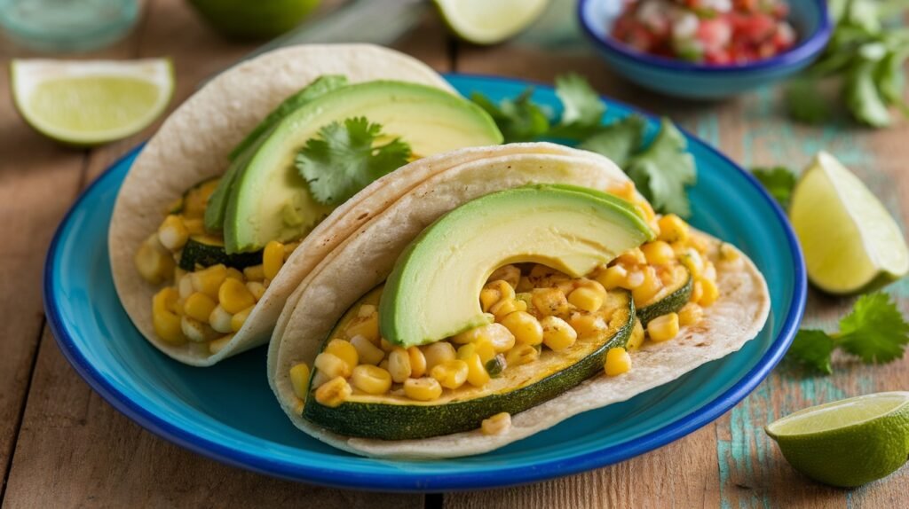 Roasted Zucchini and Corn Tacos