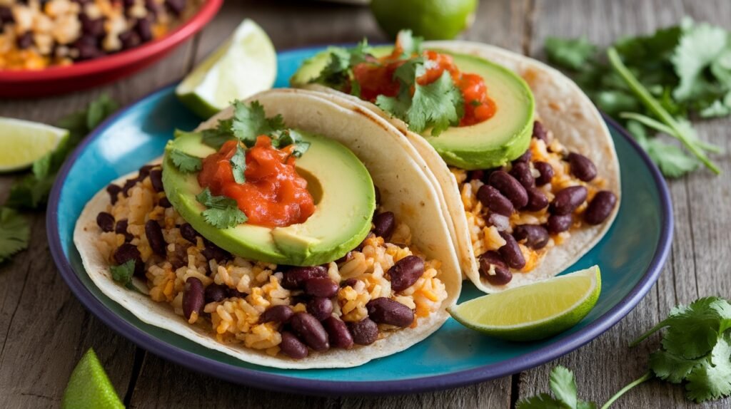 Spicy Black Bean and Rice Tacos