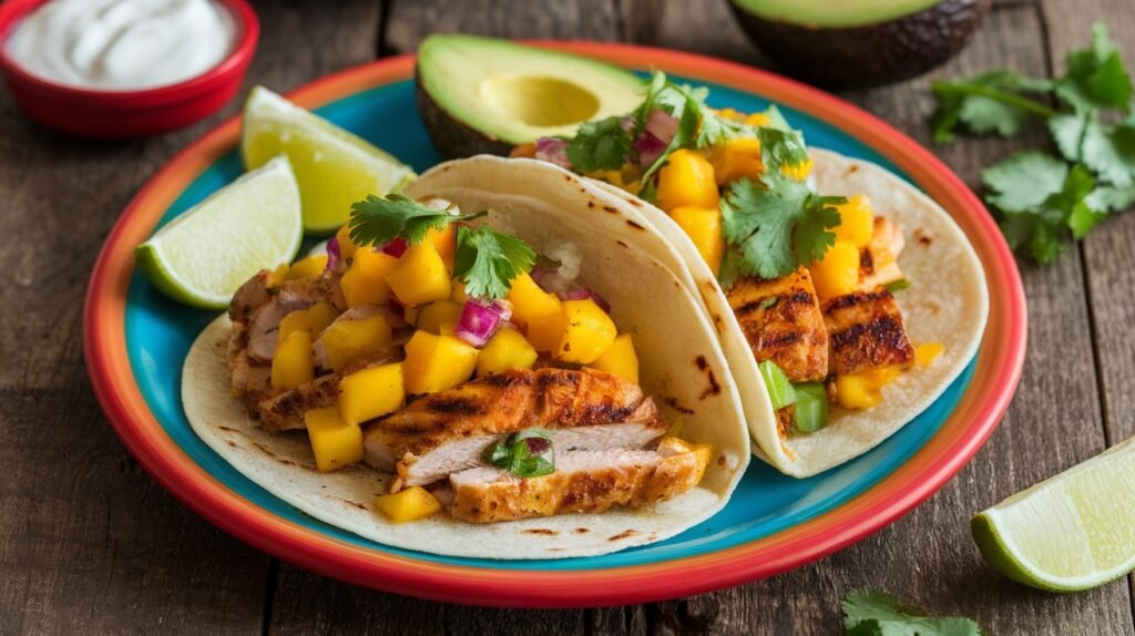 Spicy Mango Salsa Chicken Tacos