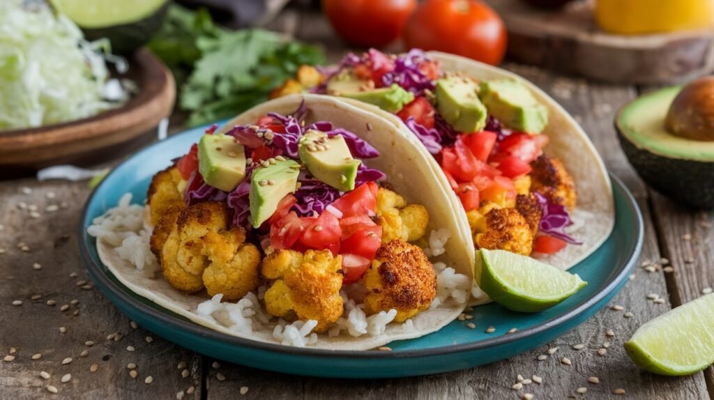 Teriyaki Cauliflower and Rice Tacos