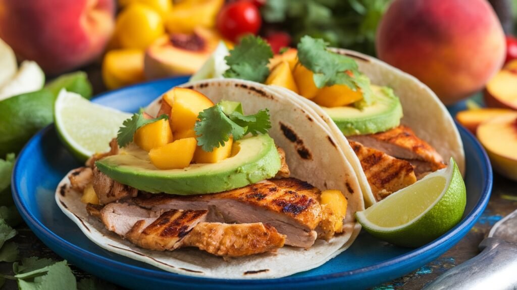 Chipotle Peach Chicken Tacos