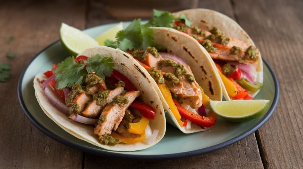 Pesto Chicken and Veggie Tacos