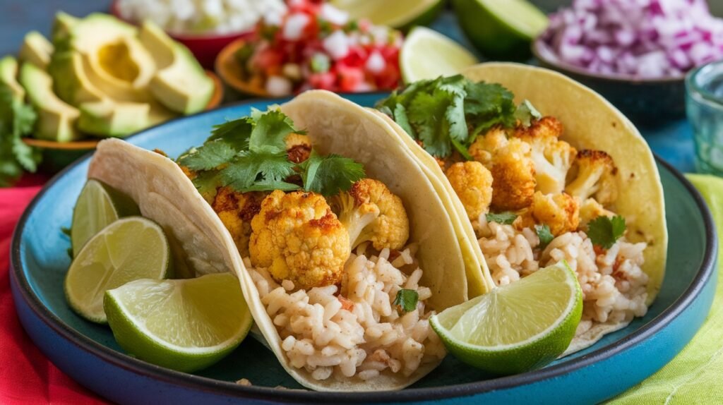 Cilantro Lime Cauliflower and Rice Tacos