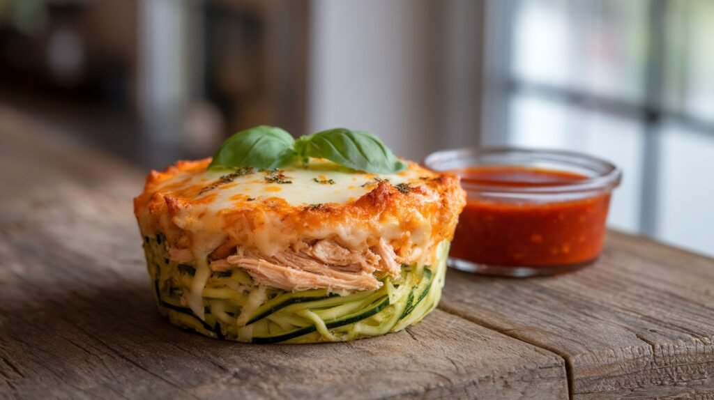 Chicken and Parmesan Zoodle Cups