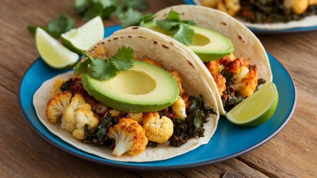 Chipotle Cauliflower and Kale Tacos