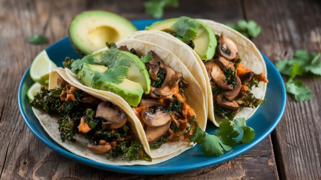 Sautéed Kale and Mushroom Tacos