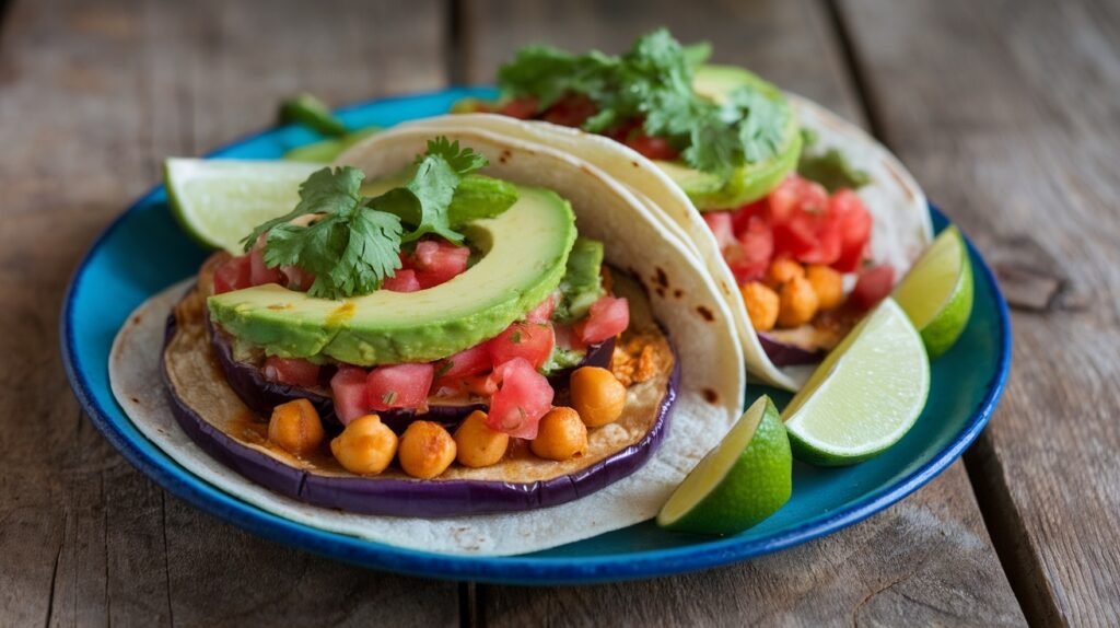 Roasted Eggplant and Chickpea Tacos
