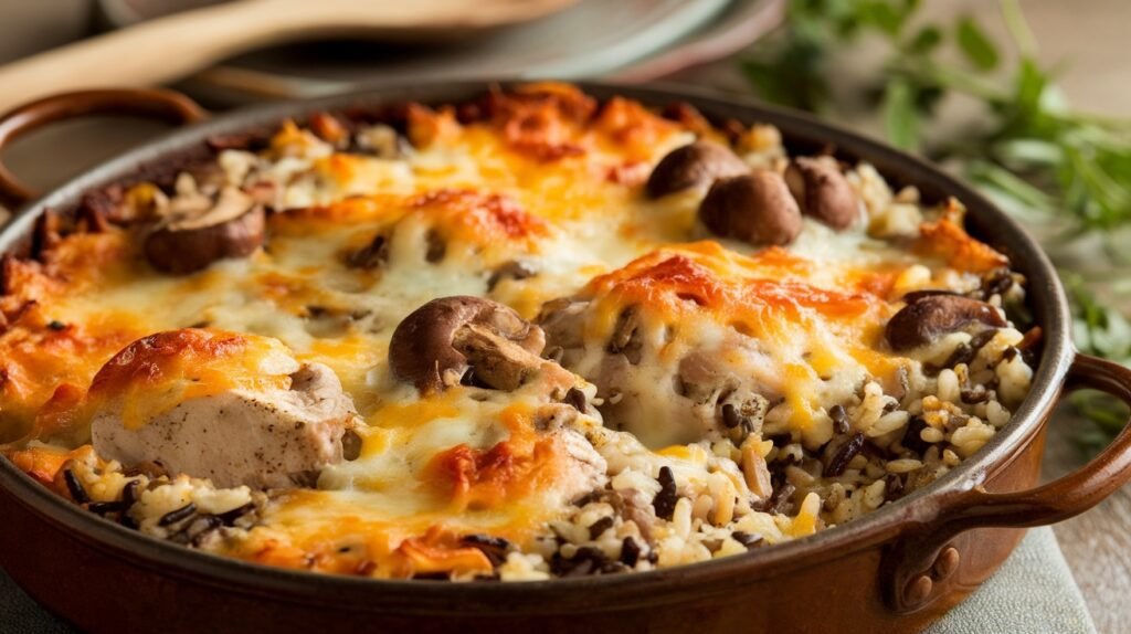 Chicken and Mushroom Wild Rice Bake