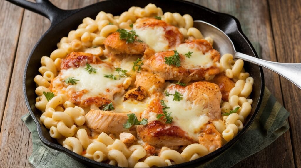 Chicken and Roasted Garlic Mac Skillet
