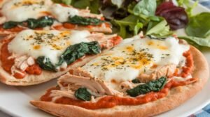 Chicken Spinach Alfredo Pita Pizzas