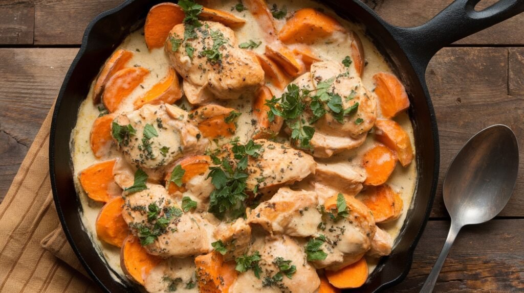 Chicken Alfredo Sweet Potato Skillet