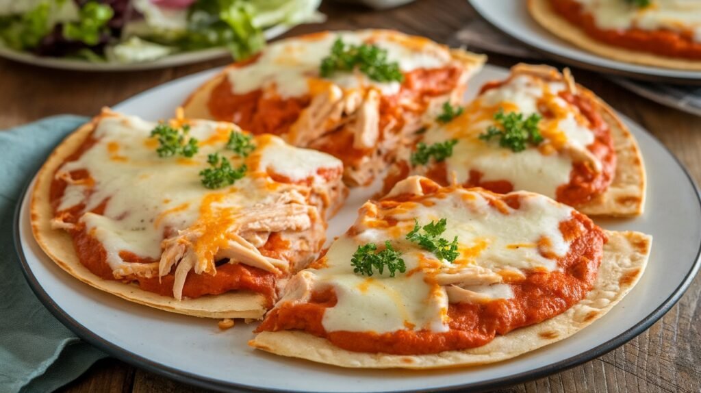 Chicken Alfredo Tortilla Pizzas