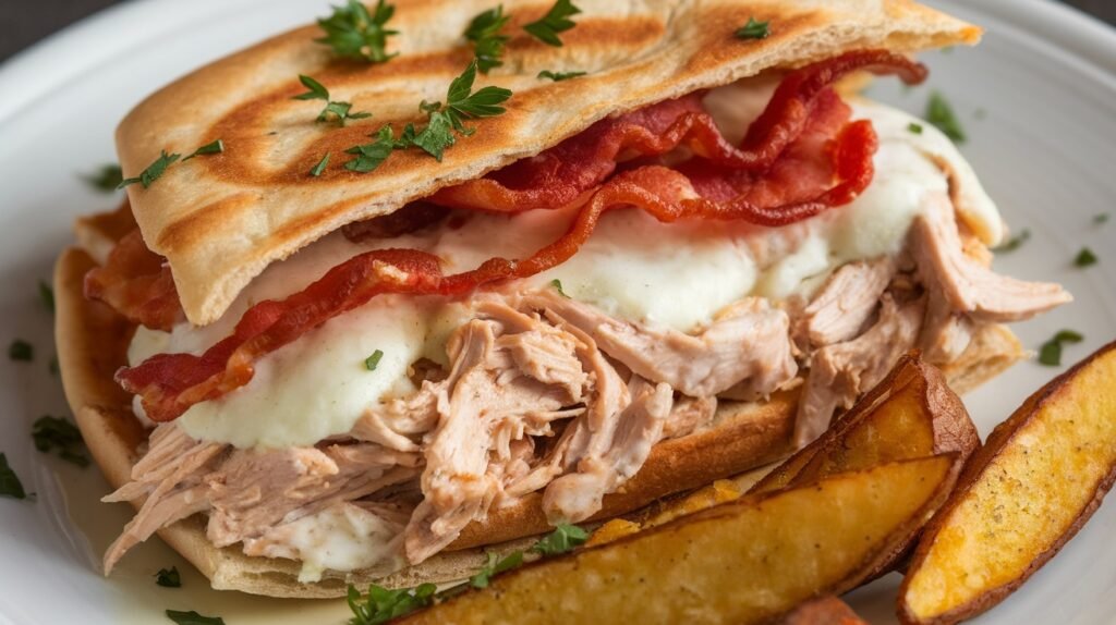 Chicken Bacon Alfredo Pita Melts