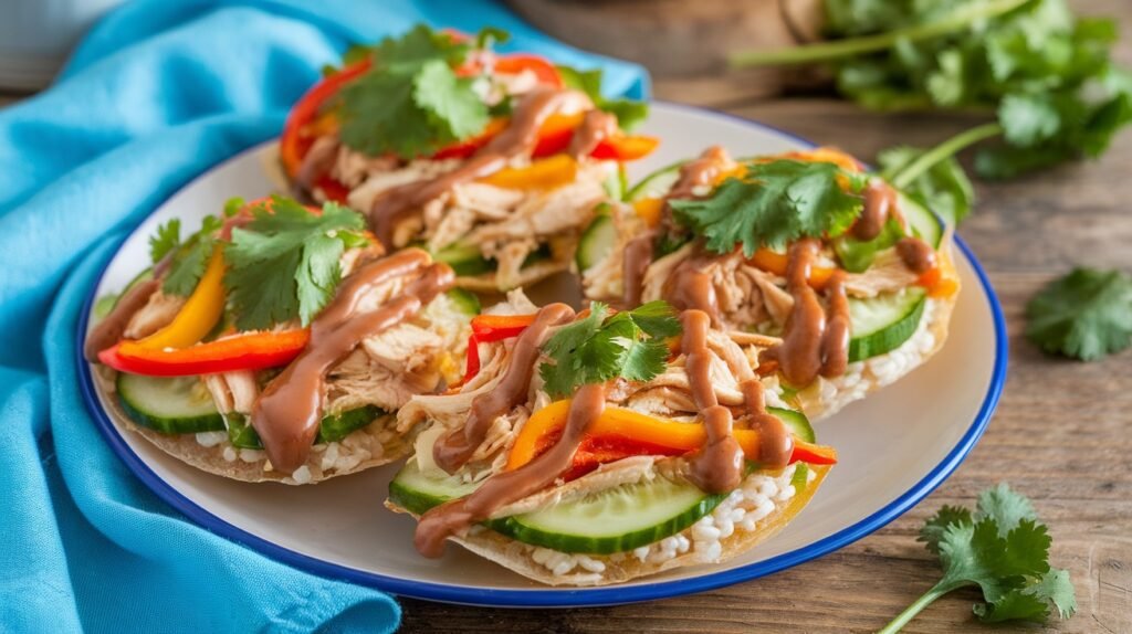 Chicken and Rice Paper Spring Pizzas