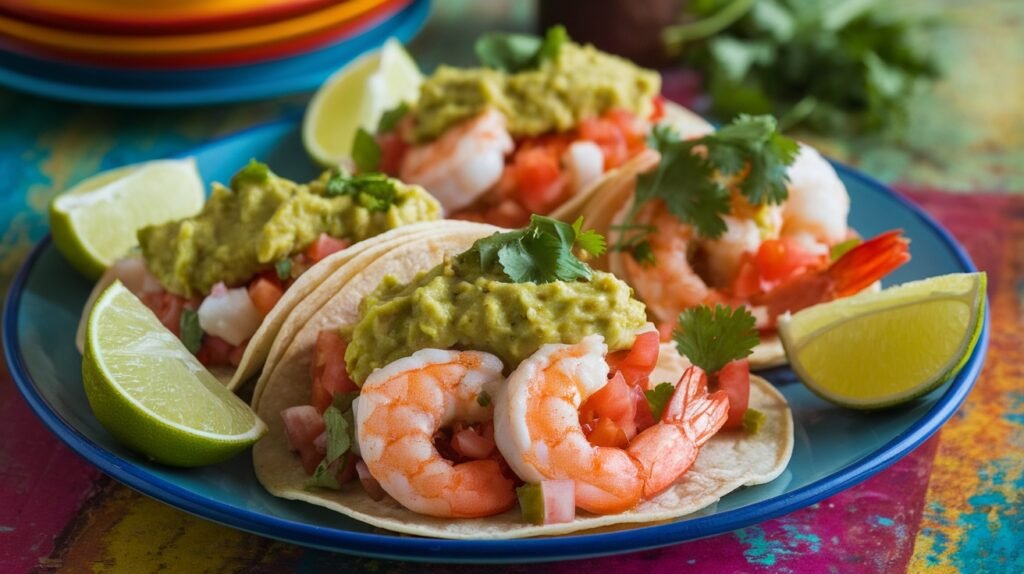 Cilantro Lime Shrimp and Guac Tacos