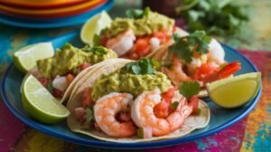 Cilantro Lime Shrimp and Guac Tacos