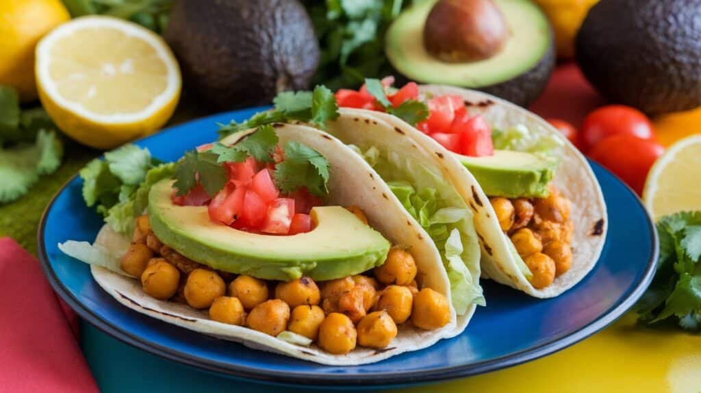 Lemon Garlic Chickpea Tacos