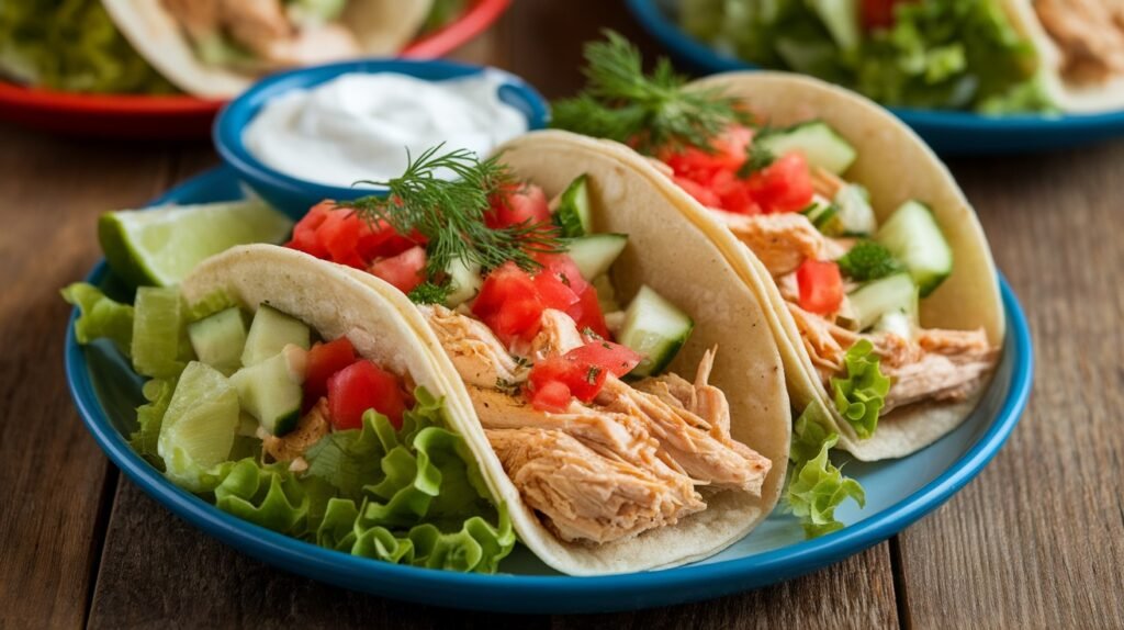 Garlic Dill Pickle Chicken Tacos