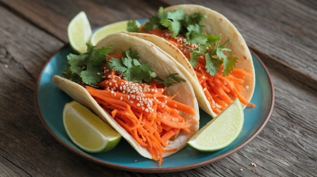 Sesame Carrot and Ginger Tacos