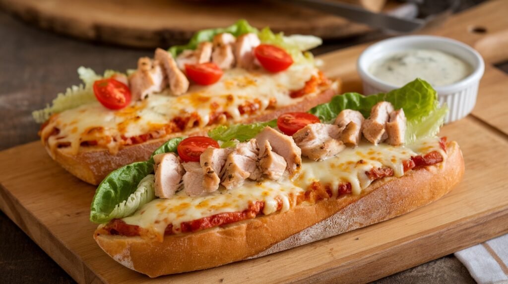 Chicken Caesar French Bread Pizzas