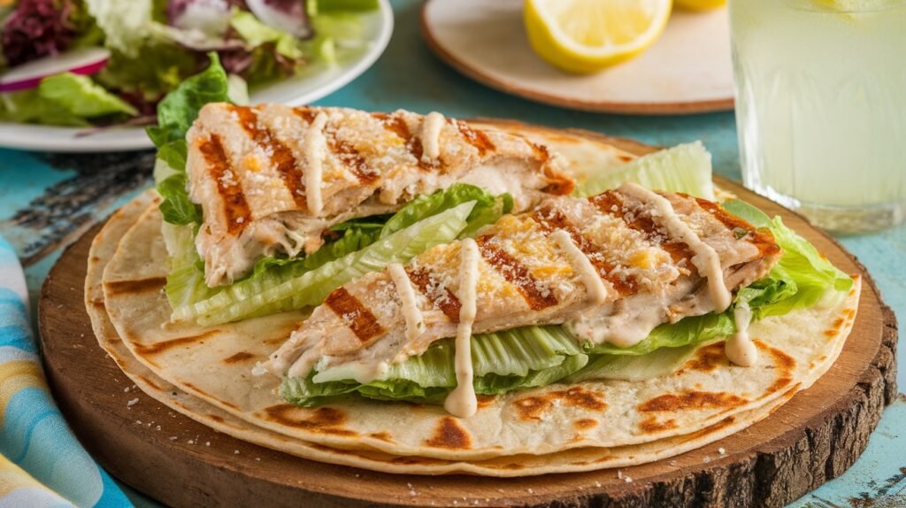 Chicken Caesar Quesadilla Pizzas