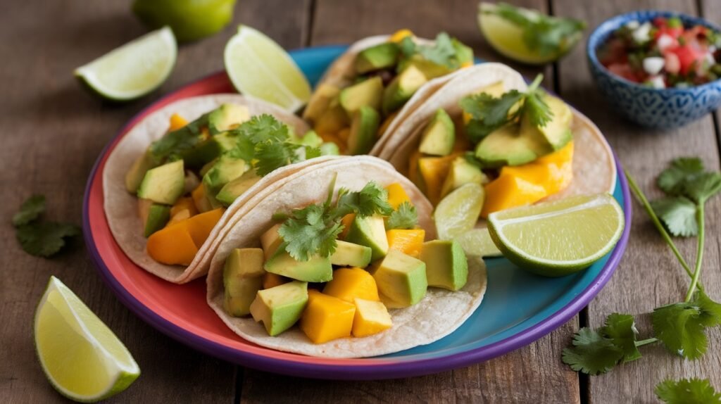 Avocado Lime and Mango Tacos