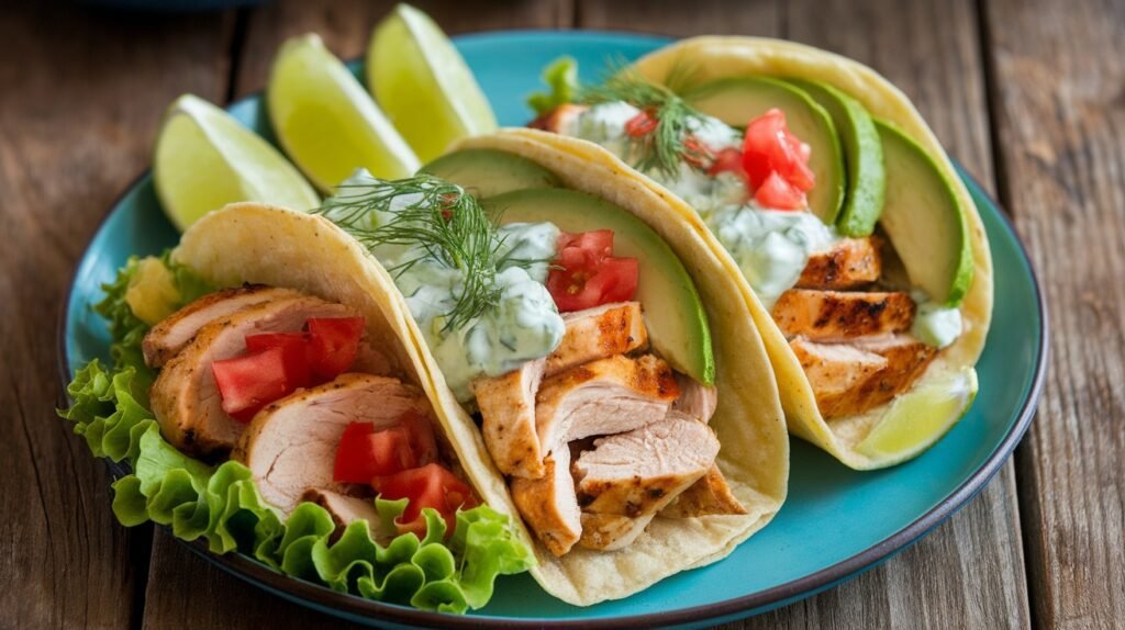 Cucumber Dill Chicken Tacos