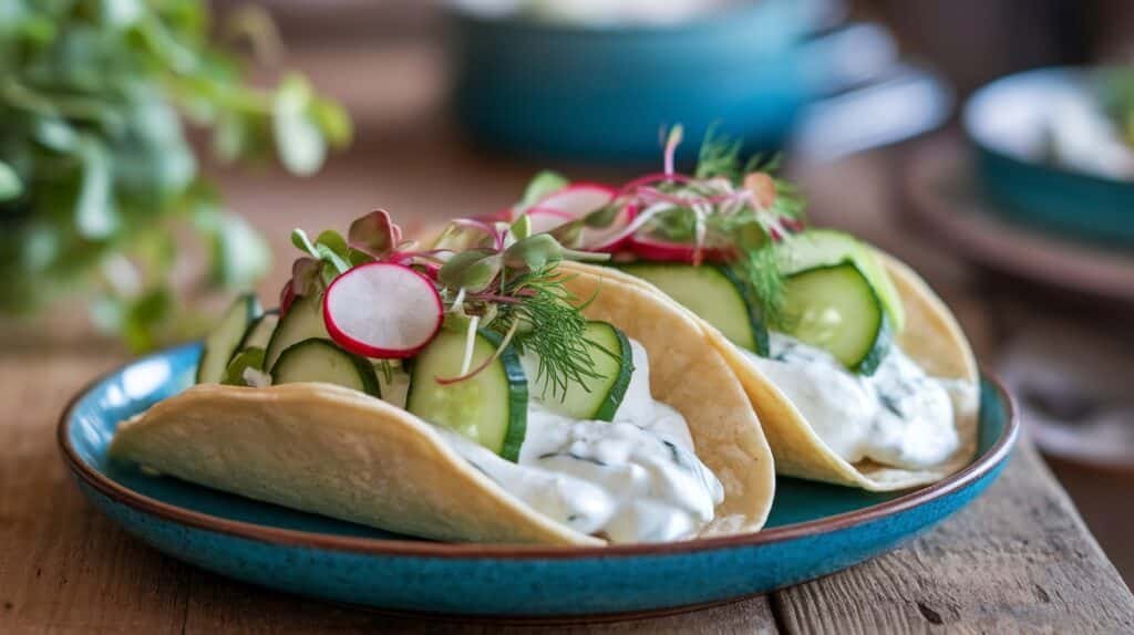 Cucumber and Dill Yogurt Tacos