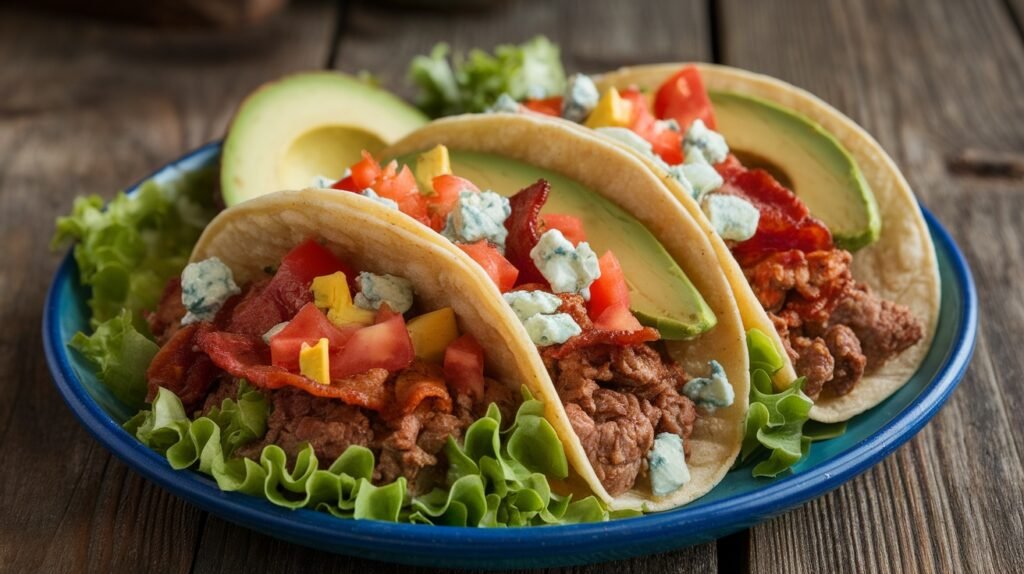 Blue Cheese Bacon Beef Tacos
