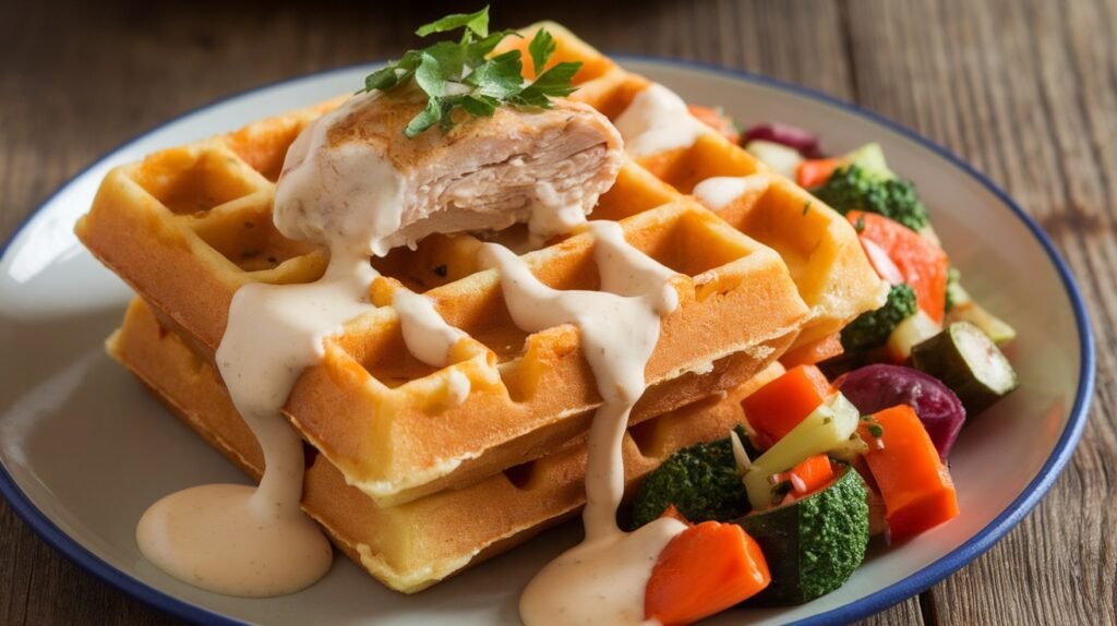 Chicken Alfredo Veggie Waffles