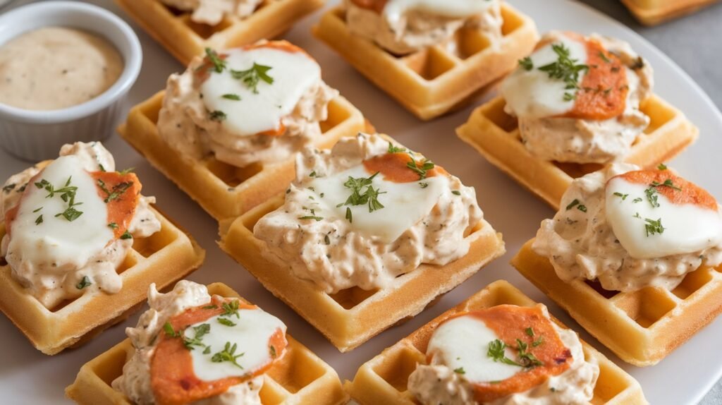 Chicken Alfredo Waffle Bites