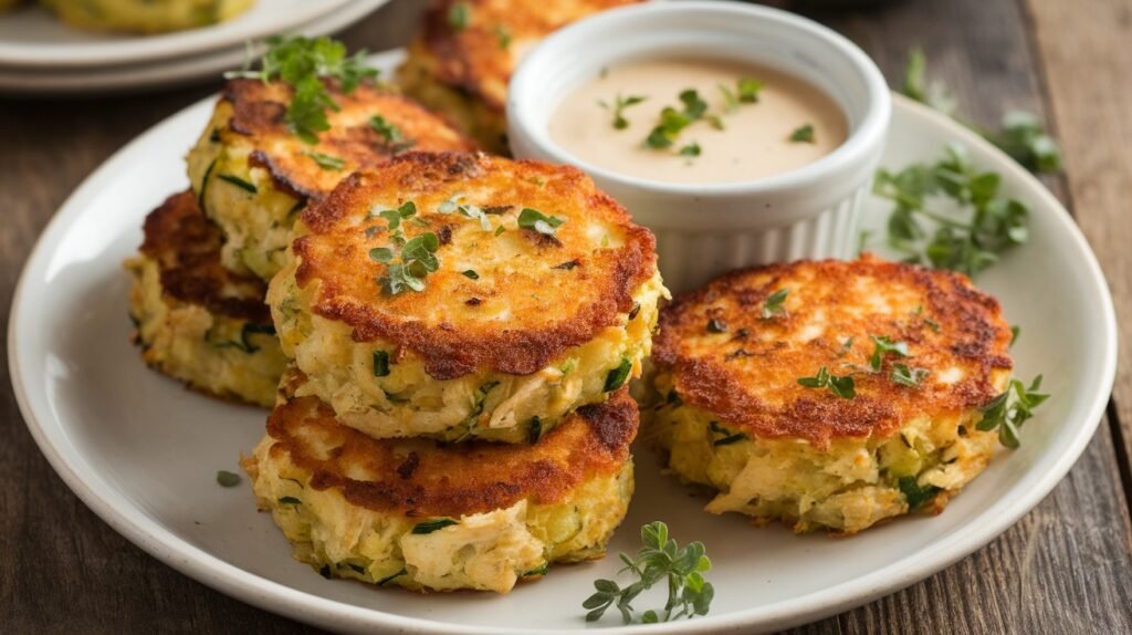 Chicken and Cheddar Zucchini Cakes