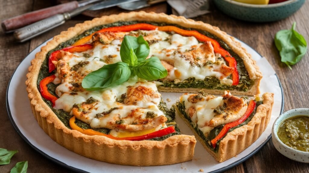 Chicken and Veggie Pesto Tart