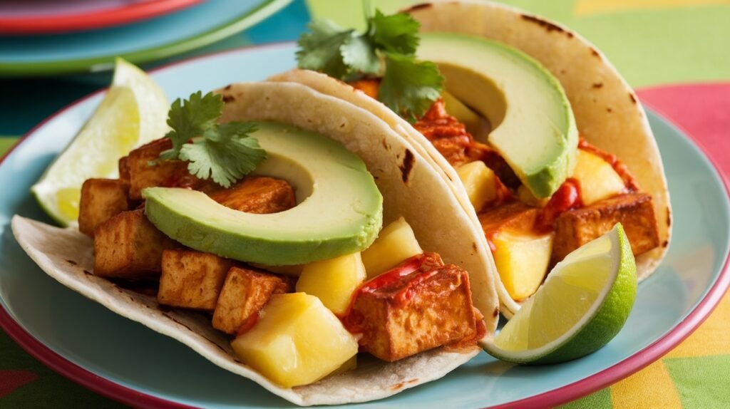 Pineapple Sriracha Tofu Tacos