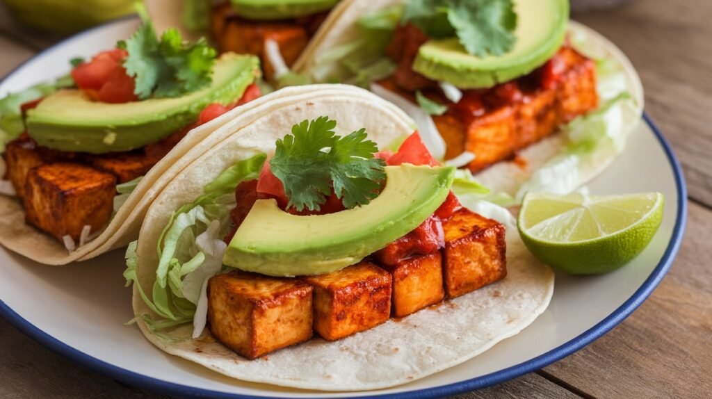 Hot Sauce Glazed Tofu Tacos
