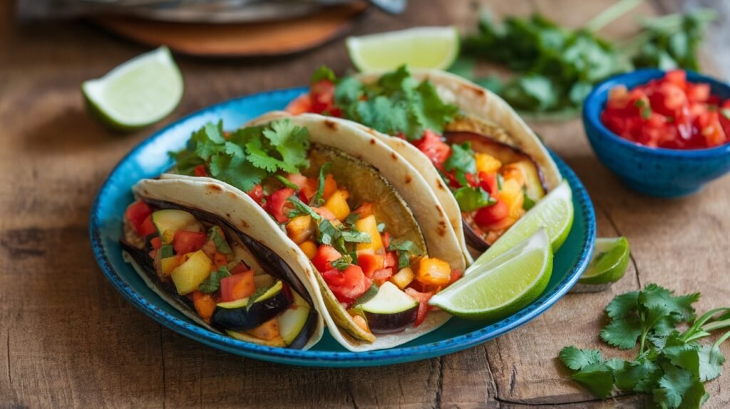 Roasted Eggplant and Zucchini Tacos