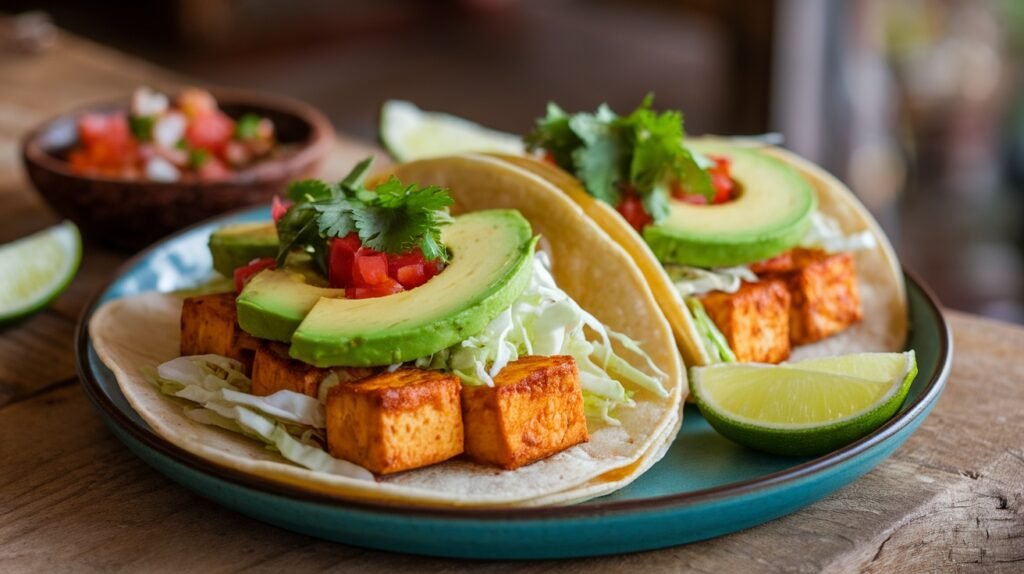 Lemon Garlic Tofu Tacos