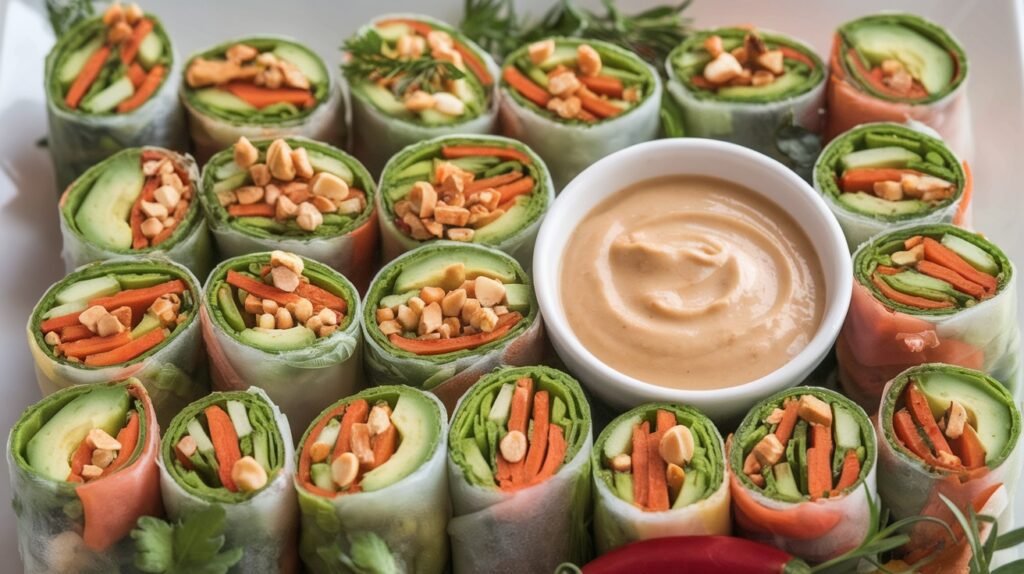Veggie Spring Rolls with Peanut Sauce