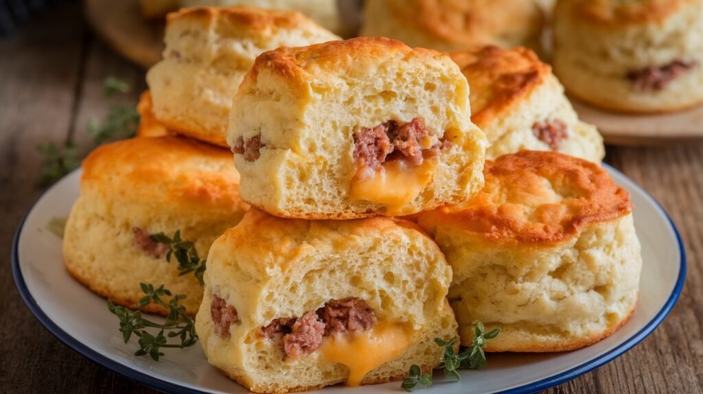 Sausage and Cheese Stuffed Biscuits