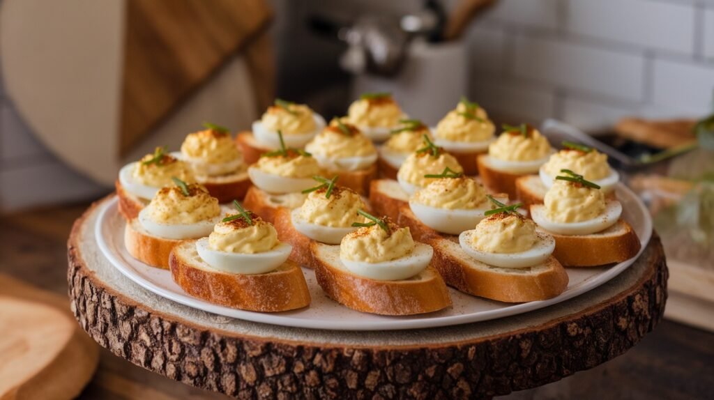 Deviled Egg Crostini