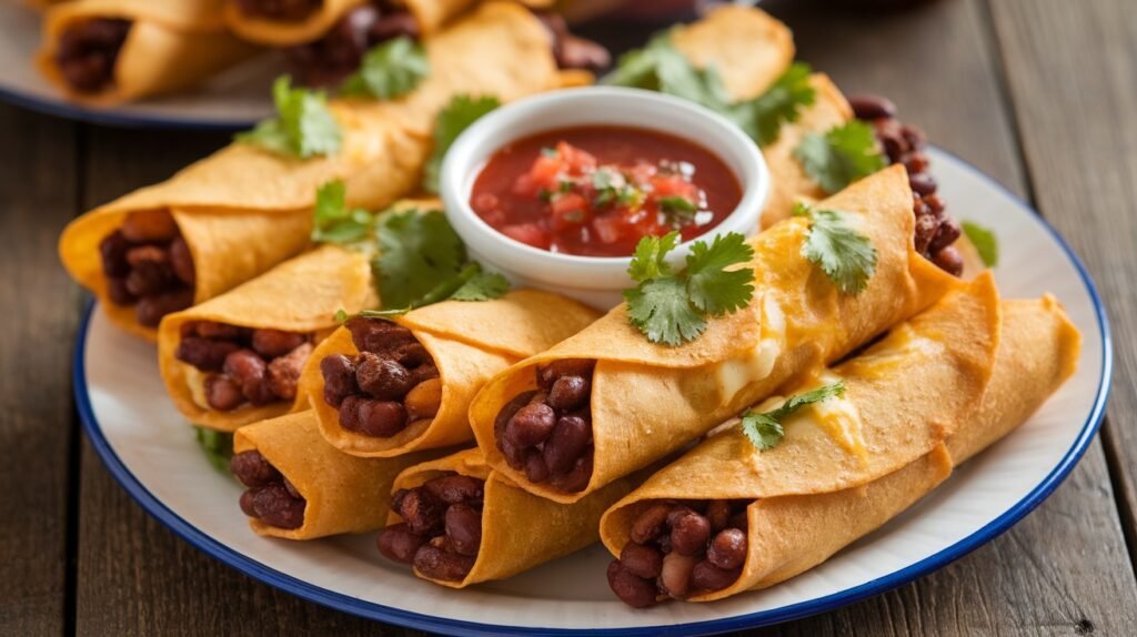 Baked Bean and Cheese Taquitos