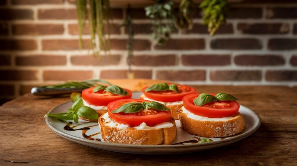 Tomato Basil Cheese Toasts