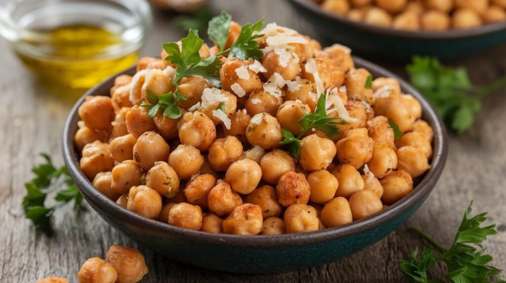 Roasted Garlic Parmesan Chickpeas