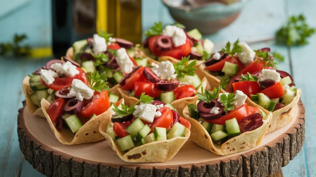 Greek Salad Tortilla Cups