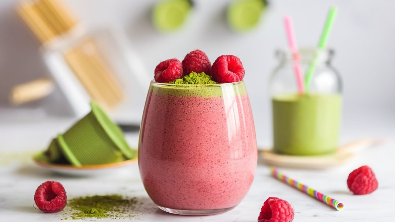 Raspberry Matcha Powder Raspberry Matcha Glow Smoothie Recipe - Food Blasts