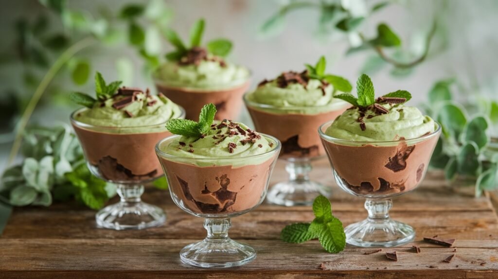 Mint Chocolate Avocado Mousse Cups