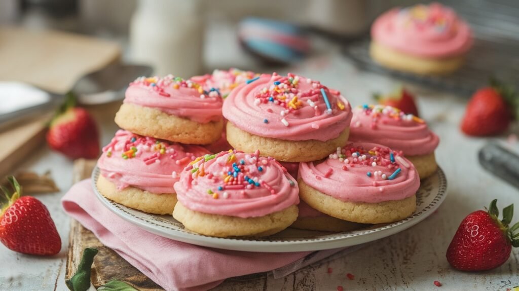 Strawberry Frosted Sugar Cookies